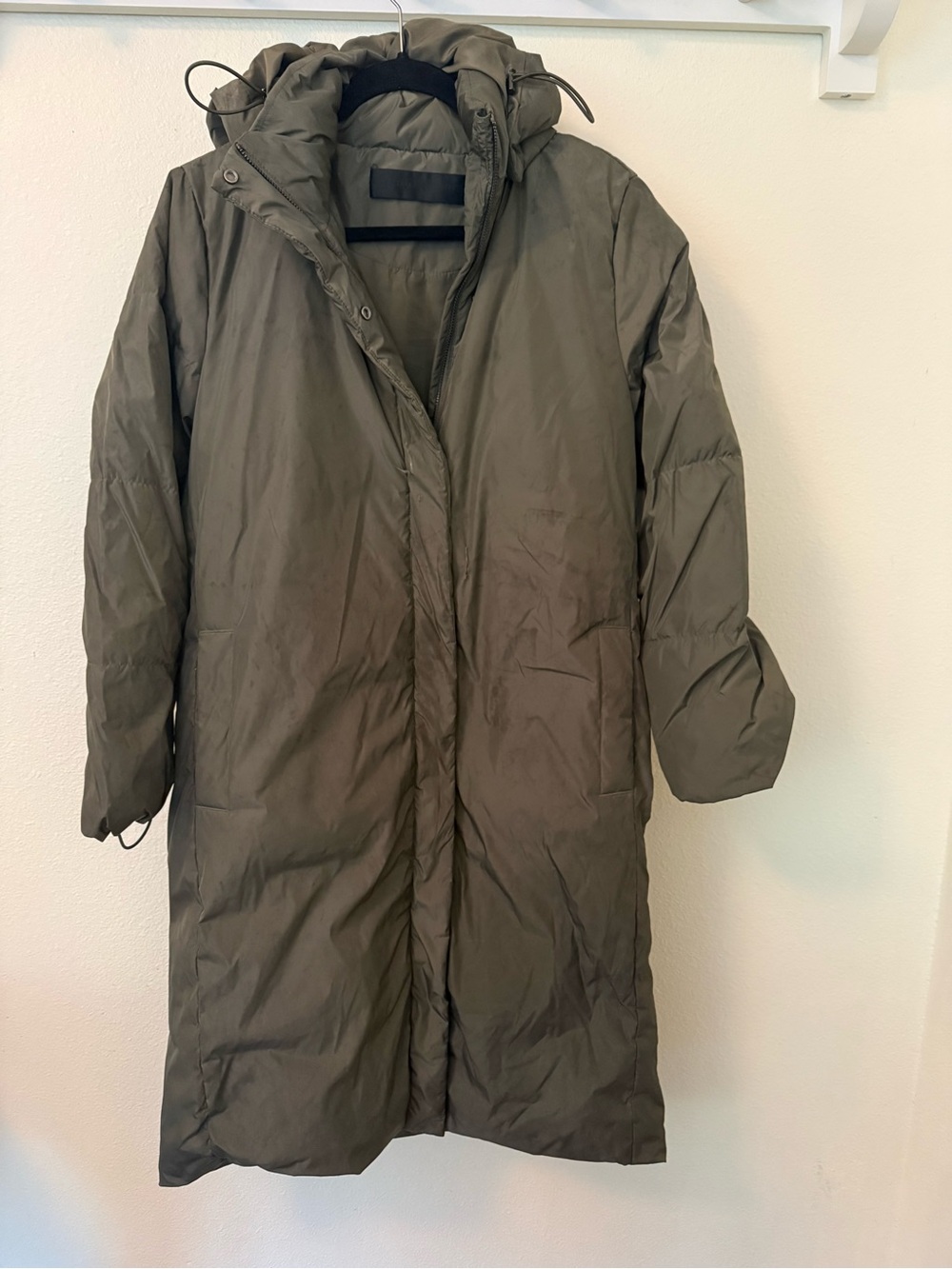 Jenni Kayne Womens Long Puffer Coat - Olive Green SZ S